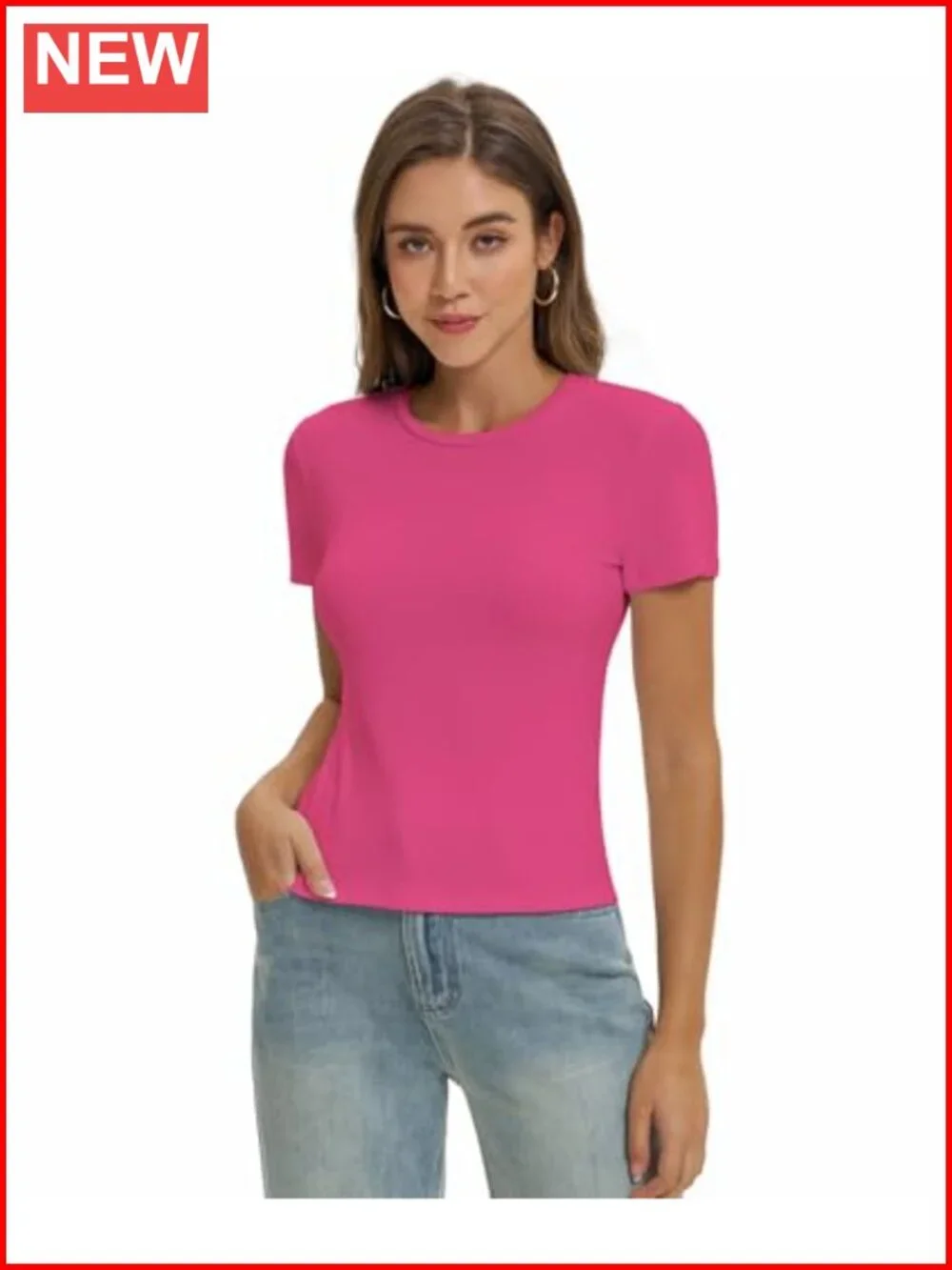 Women's Cotton Spandex Slim Fit Crop T-Shirt Casual Basic Y2k Tee